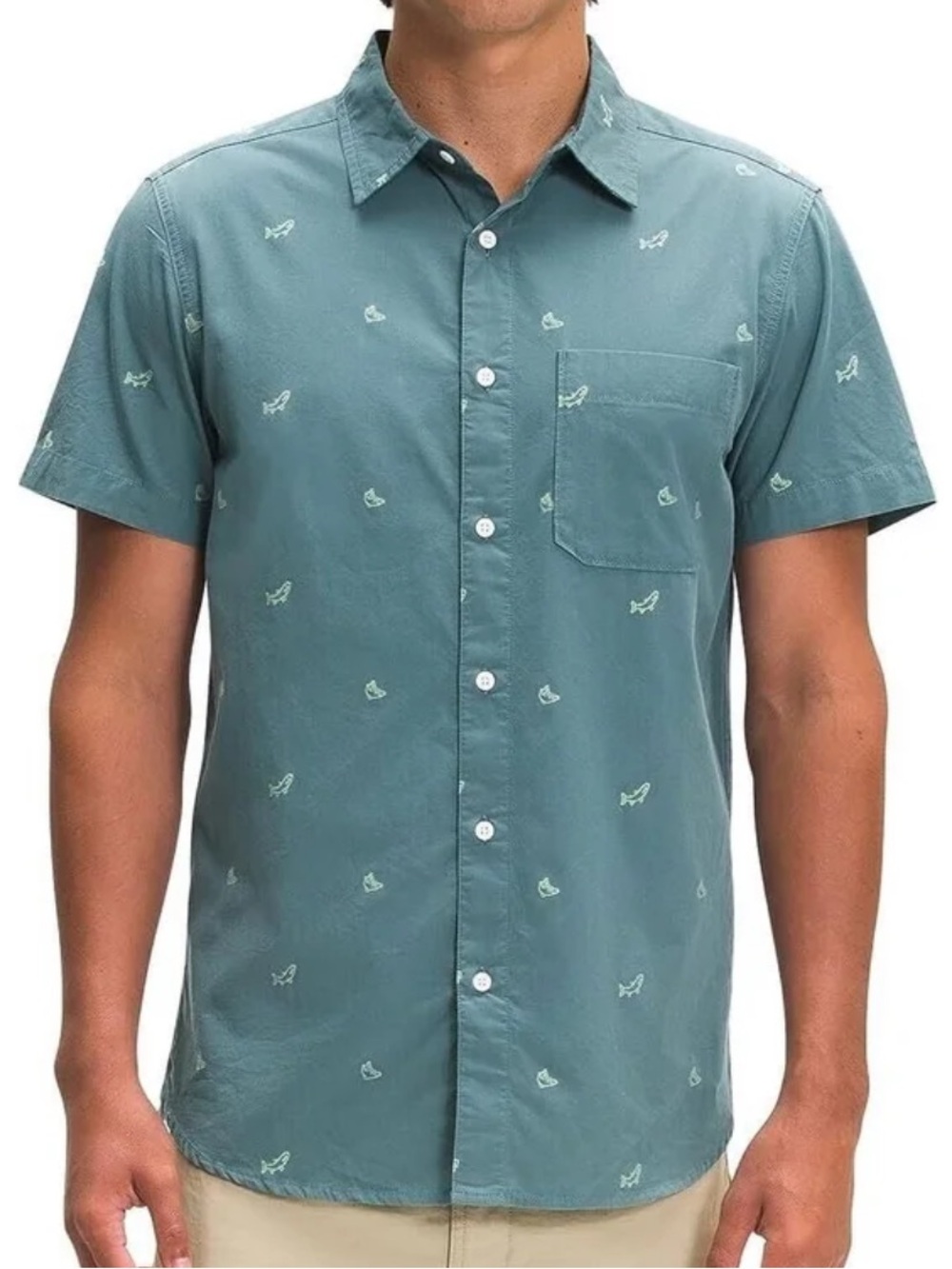 The North Face Men's Short Sleeve Trout Fish Baytrail Jaquard Shirt Size XXL